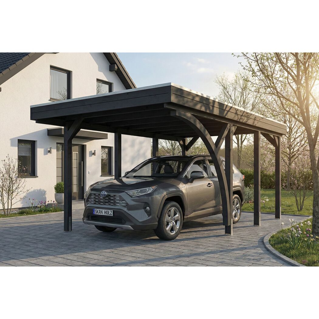 Einzelcarport 'Friesland' Set E anthrazit 320 x 555 cm mit Einfahrtsbogen