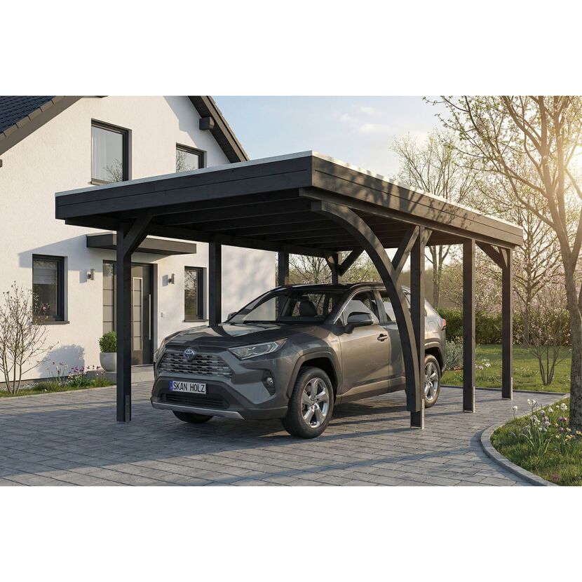 Einzelcarport 'Friesland' Set E anthrazit 320 x 555 cm mit Einfahrtsbogen