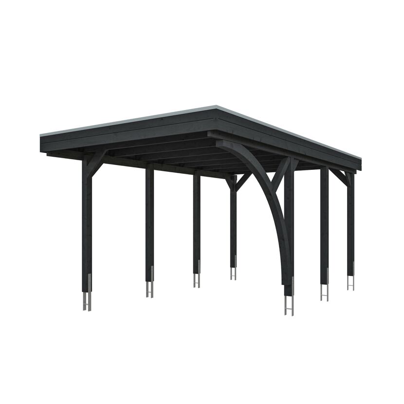 Einzelcarport 'Friesland' Set E anthrazit 320 x 555 cm mit Einfahrtsbogen