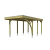 Einzelcarport 'Friesland' Set E grün imprägniert 320 x 555 cm mit Einfahrtsbogen