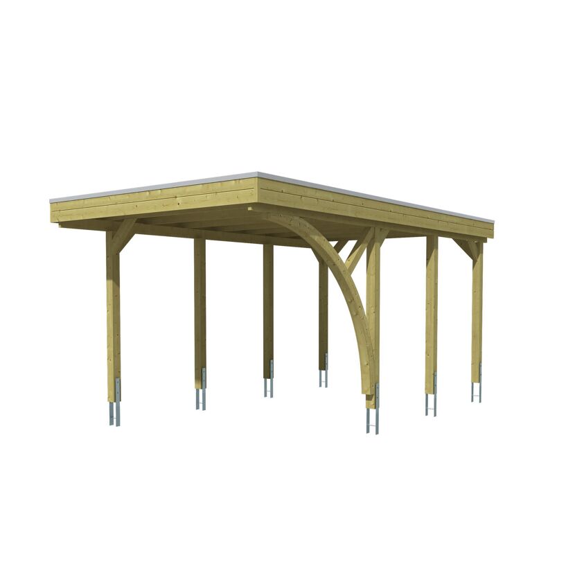 Einzelcarport 'Friesland' Set E grün imprägniert 320 x 555 cm mit Einfahrtsbogen