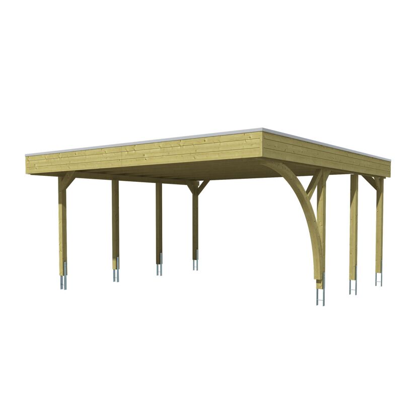 Einzelcarport 'Friesland' Set G grün imprägniert 546 x 555 cm mit Einfahrtsbogen