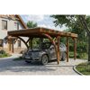 Einzelcarport 'Friesland' Set F nussbaumfarben 320 x 555 cm mit zwei Einfahrtsbögen