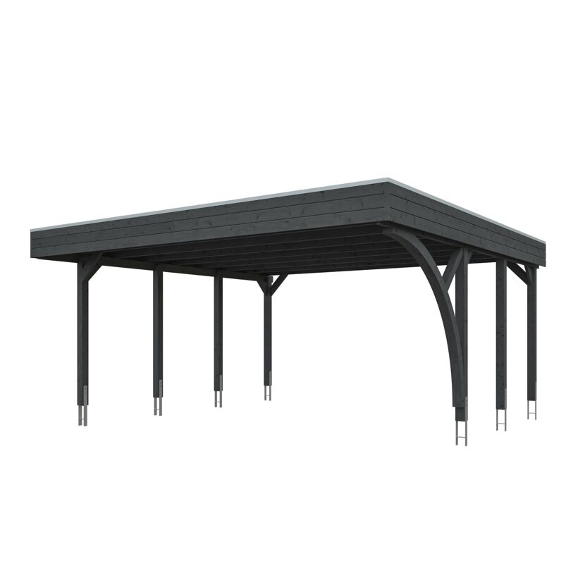 Einzelcarport 'Friesland' Set G schiefergrau 546 x 555 cm mit Einfahrtsbogen