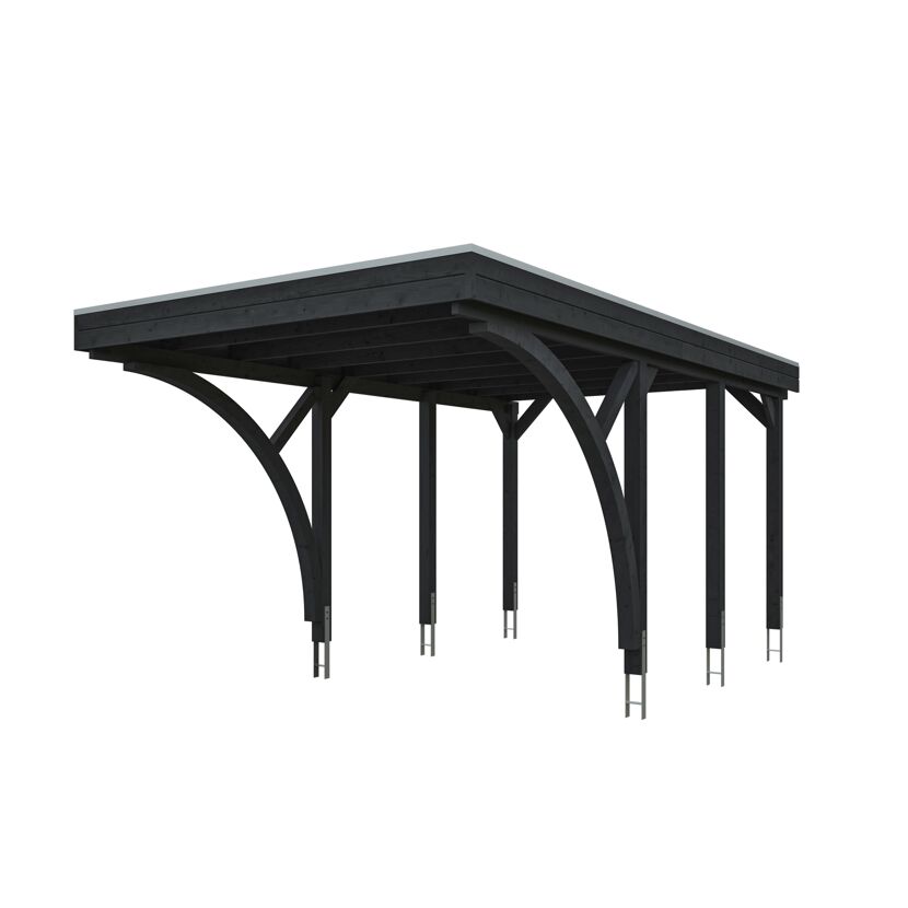 Einzelcarport 'Friesland' Set F anthrazit 320 x 555 cm mit zwei Einfahrtsbögen