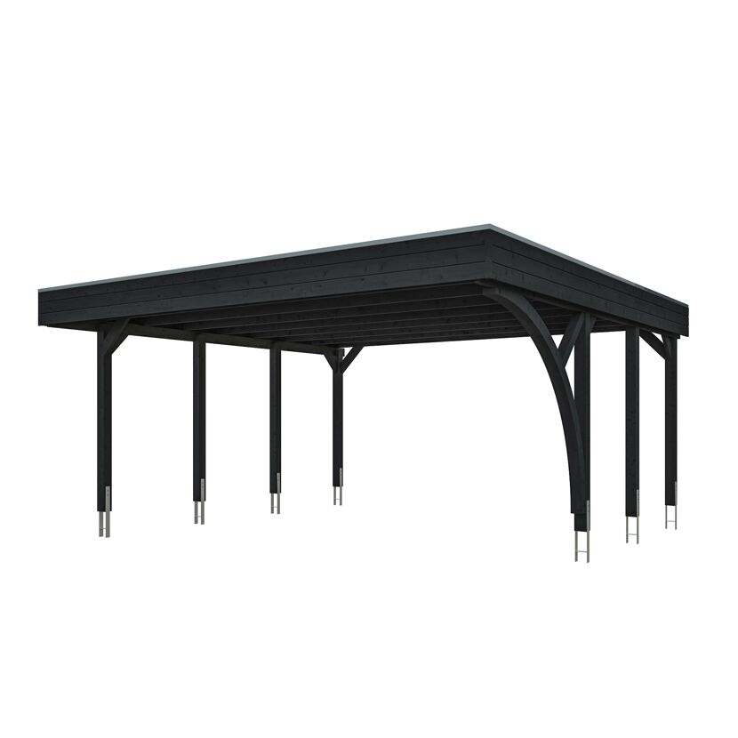 Einzelcarport 'Friesland' Set G anthrazit 546 x 555 cm mit Einfahrtsbogen
