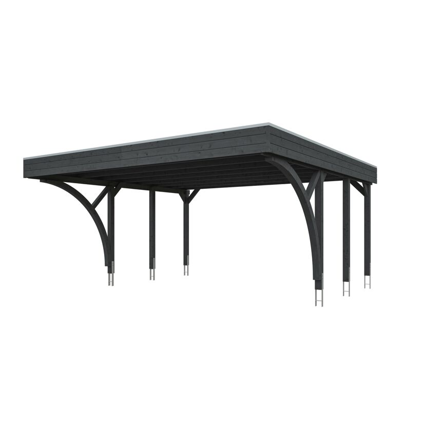 Einzelcarport 'Friesland' Set H schiefergrau 546 x 555 cm mit zwei Einfahrtsbögen