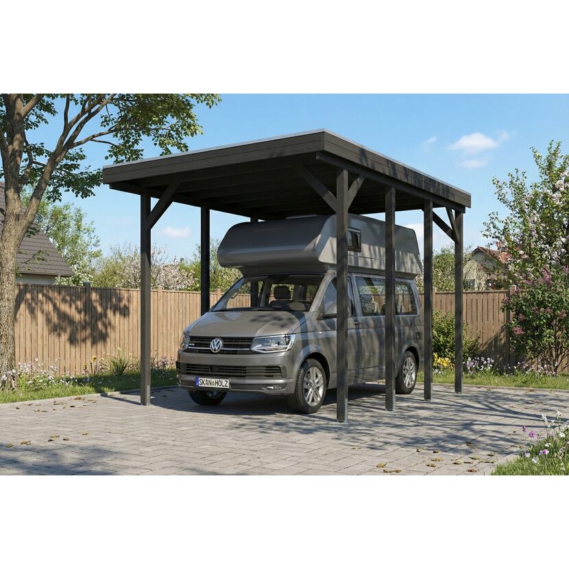 Caravan-Carport 'Friesland' anthrazit 402 x 555 cm mit Stahl-Dachplatten