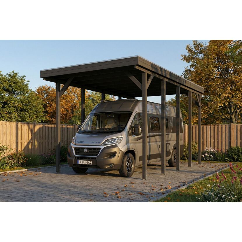Caravan-Carport 'Friesland' schiefergrau 402 x 708 cm, mit Stahl-Dachplatten