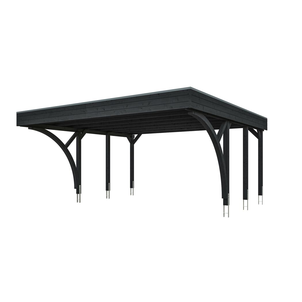 Einzelcarport 'Friesland' Set H anthrazit 546 x 555 cm mit zwei Einfahrtsbögen
