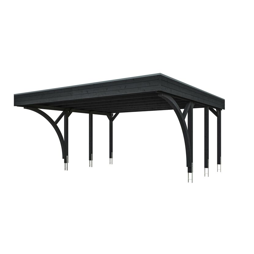 Einzelcarport 'Friesland' Set H anthrazit 546 x 555 cm mit zwei Einfahrtsbögen