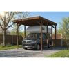 Caravan-Carport 'Friesland' nussbaumfarben 402 x 555 cm mit Stahl-Dachplatten