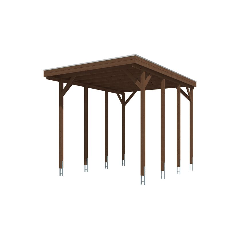 Caravan-Carport 'Friesland' nussbaumfarben 402 x 555 cm mit Stahl-Dachplatten