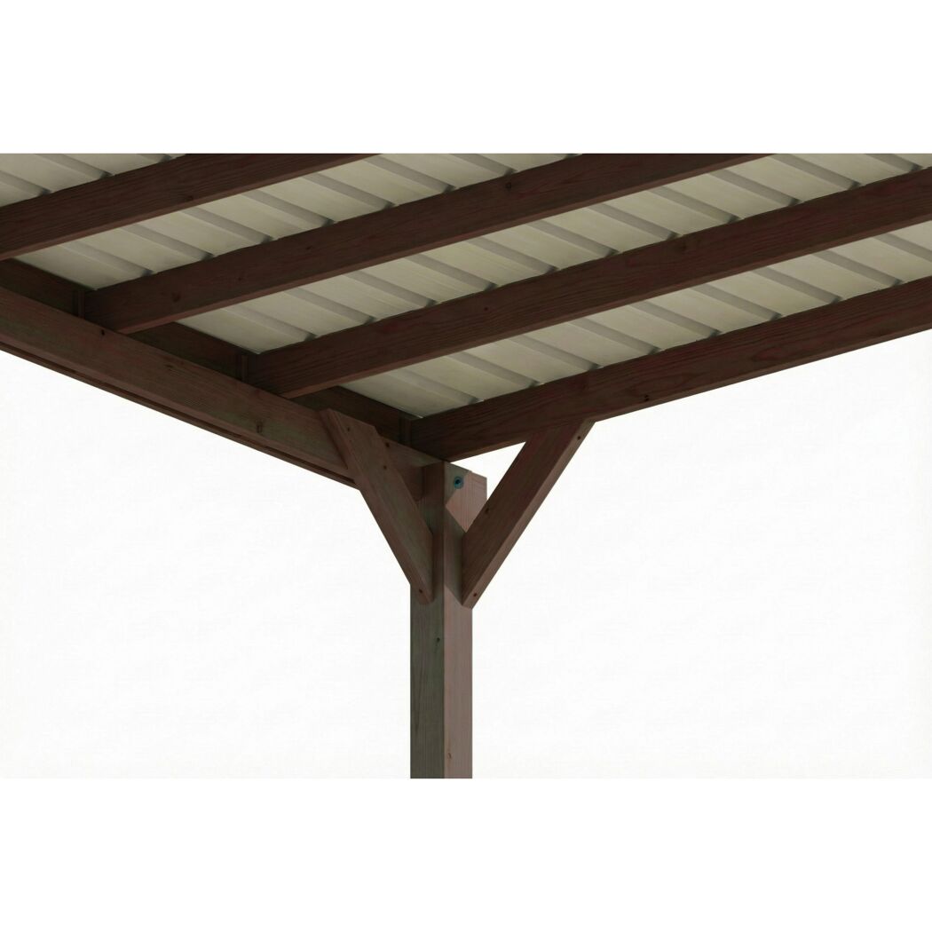 Caravan-Carport 'Friesland' nussbaumfarben 402 x 555 cm mit Stahl-Dachplatten