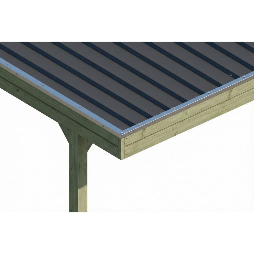 Caravan-Carport 'Friesland' grün imprägniert 402 x 555 cm, mit Stahl-Dachplatten