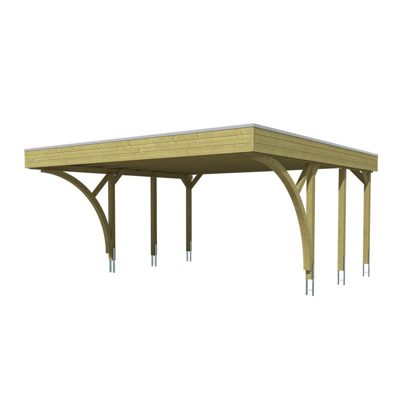 Einzelcarport 'Friesland' Set H grün imprägniert 546 x 555 cm mit zwei Einfahrtsbögen