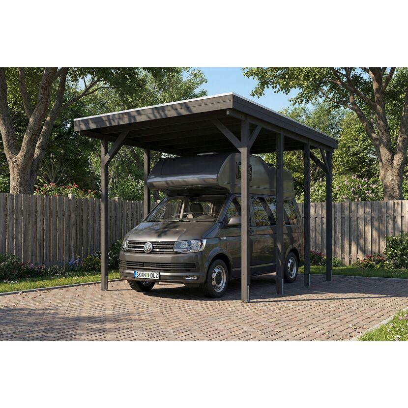 Caravan-Carport 'Friesland' schiefergrau 402 x 555 cm mit Stahl-Dachplatten