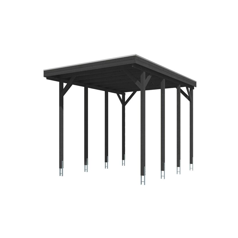 Caravan-Carport 'Friesland' schiefergrau 402 x 555 cm mit Stahl-Dachplatten