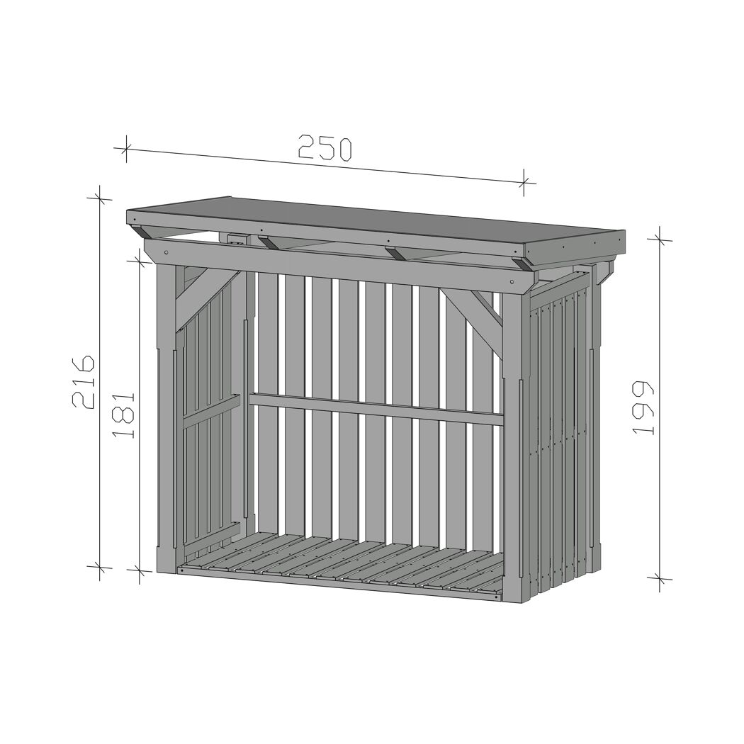 Holzunterstand 'Holm 1' anthrazit 250 x 144 cm