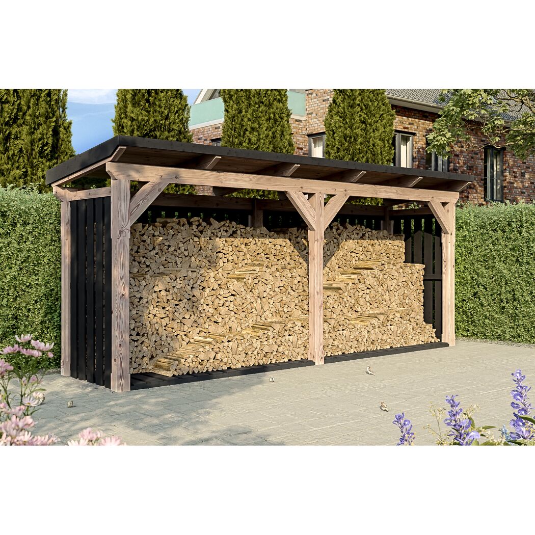 Holzunterstand 'Holm 2' anthrazit 500 x 144 cm