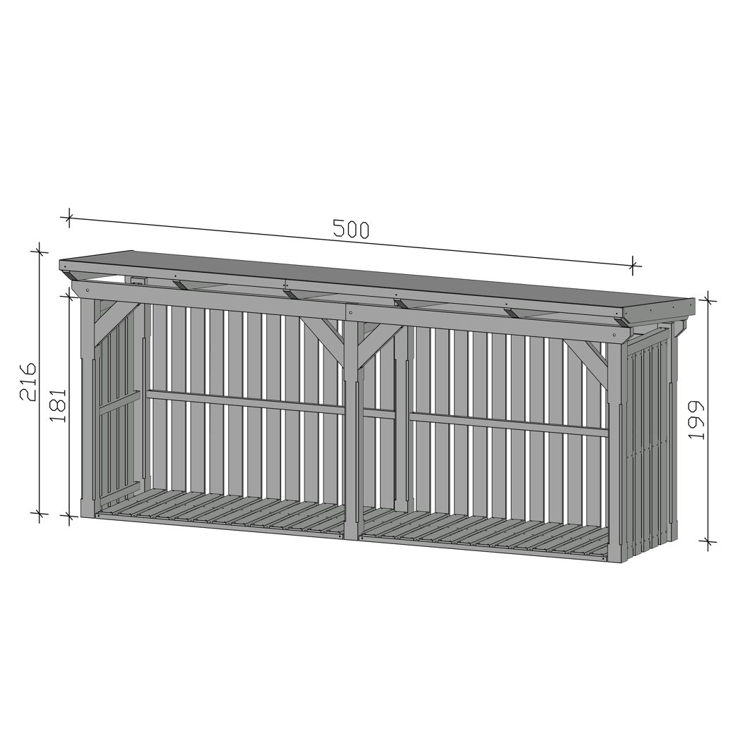 Holzunterstand 'Holm 2' anthrazit 500 x 144 cm