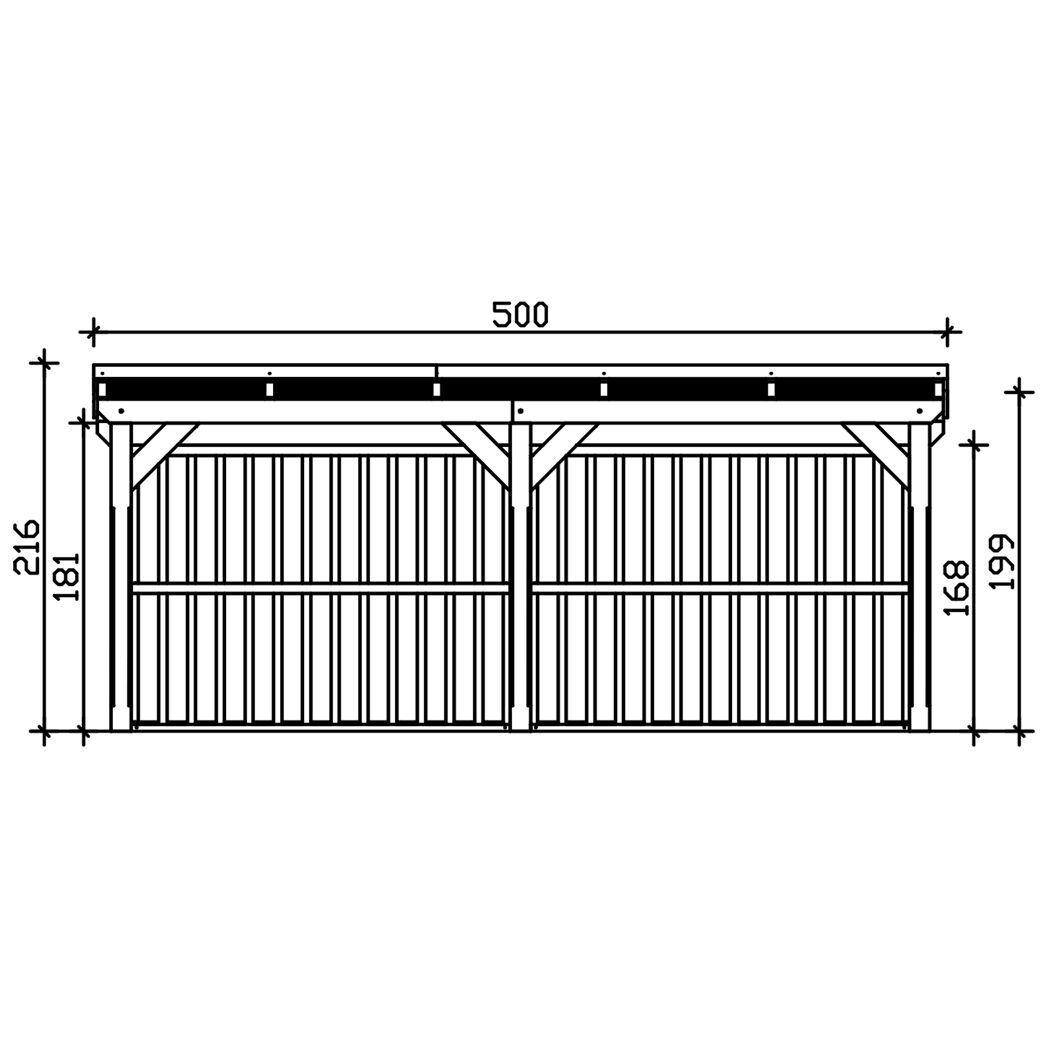 Holzunterstand 'Holm 2' anthrazit 500 x 144 cm