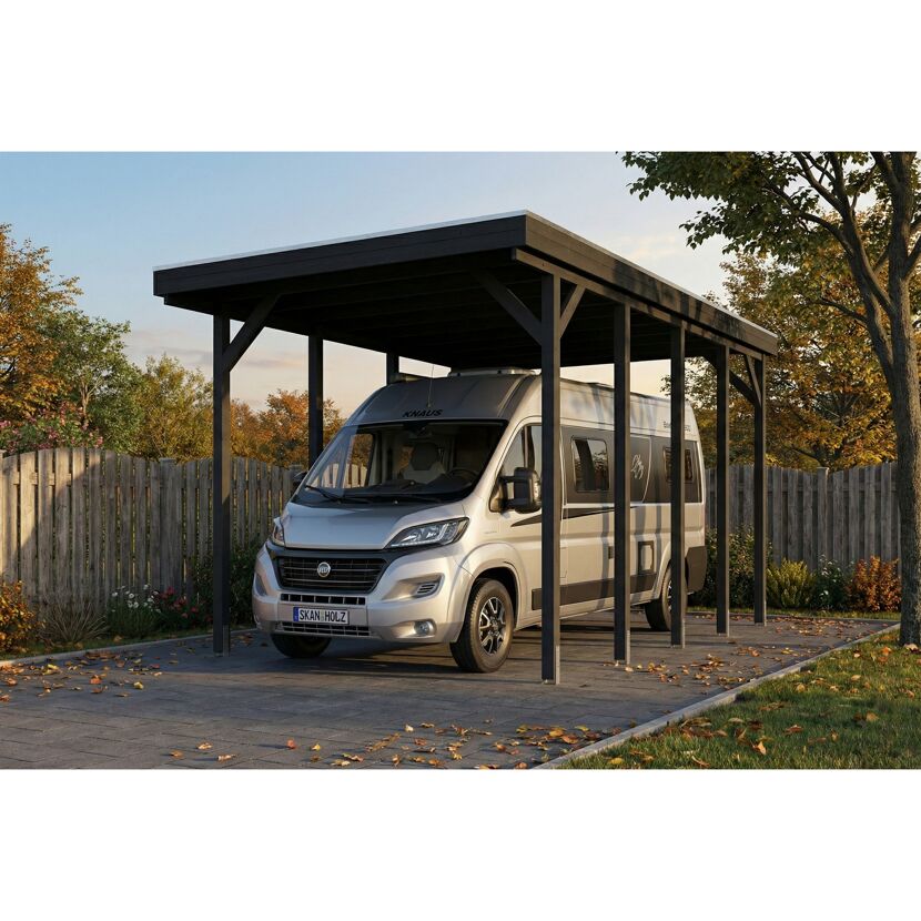 Caravan-Carport 'Friesland' anthrazit 402 x 708 cm, mit Stahl-Dachplatten