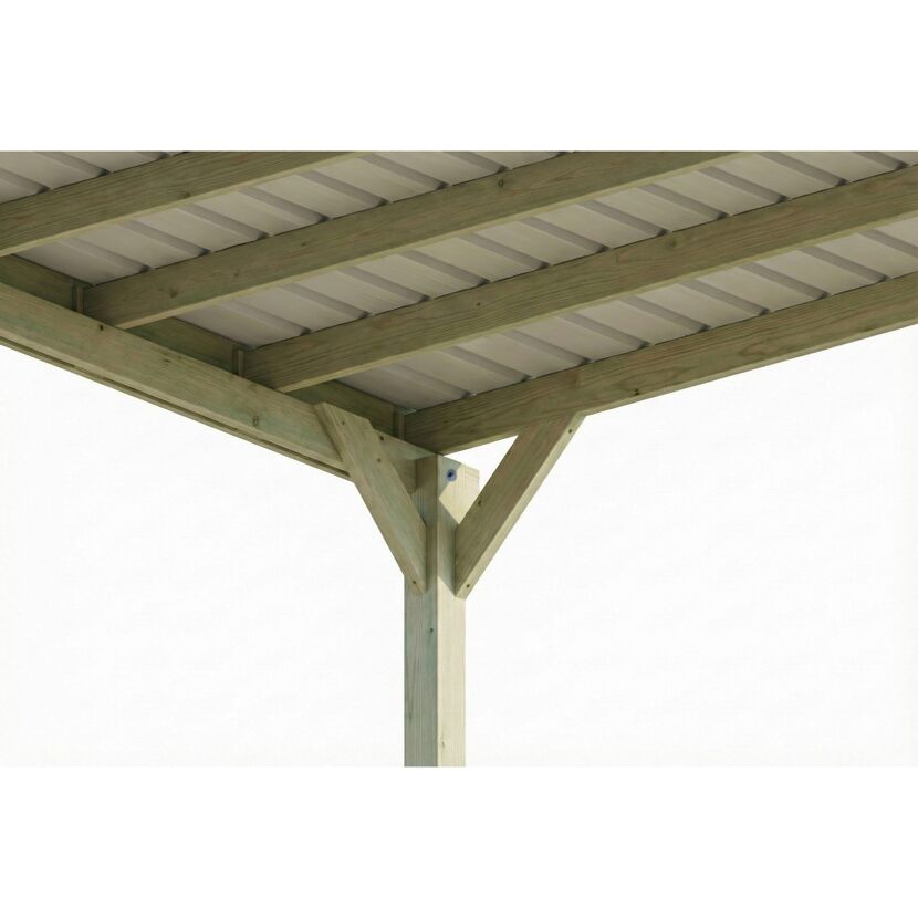 Caravan-Carport 'Friesland' grün imprägniert 402 x 708 cm, mit Stahl-Dachplatten