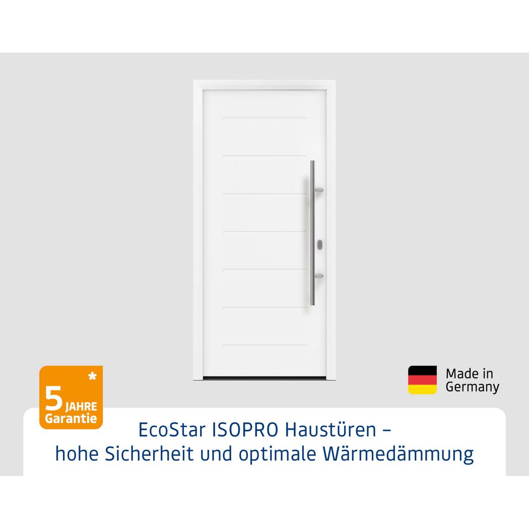 Alu-Stahlhaustür 'ISOPRO IP 015' verkehrsweiß rechts 110 x 210 cm
