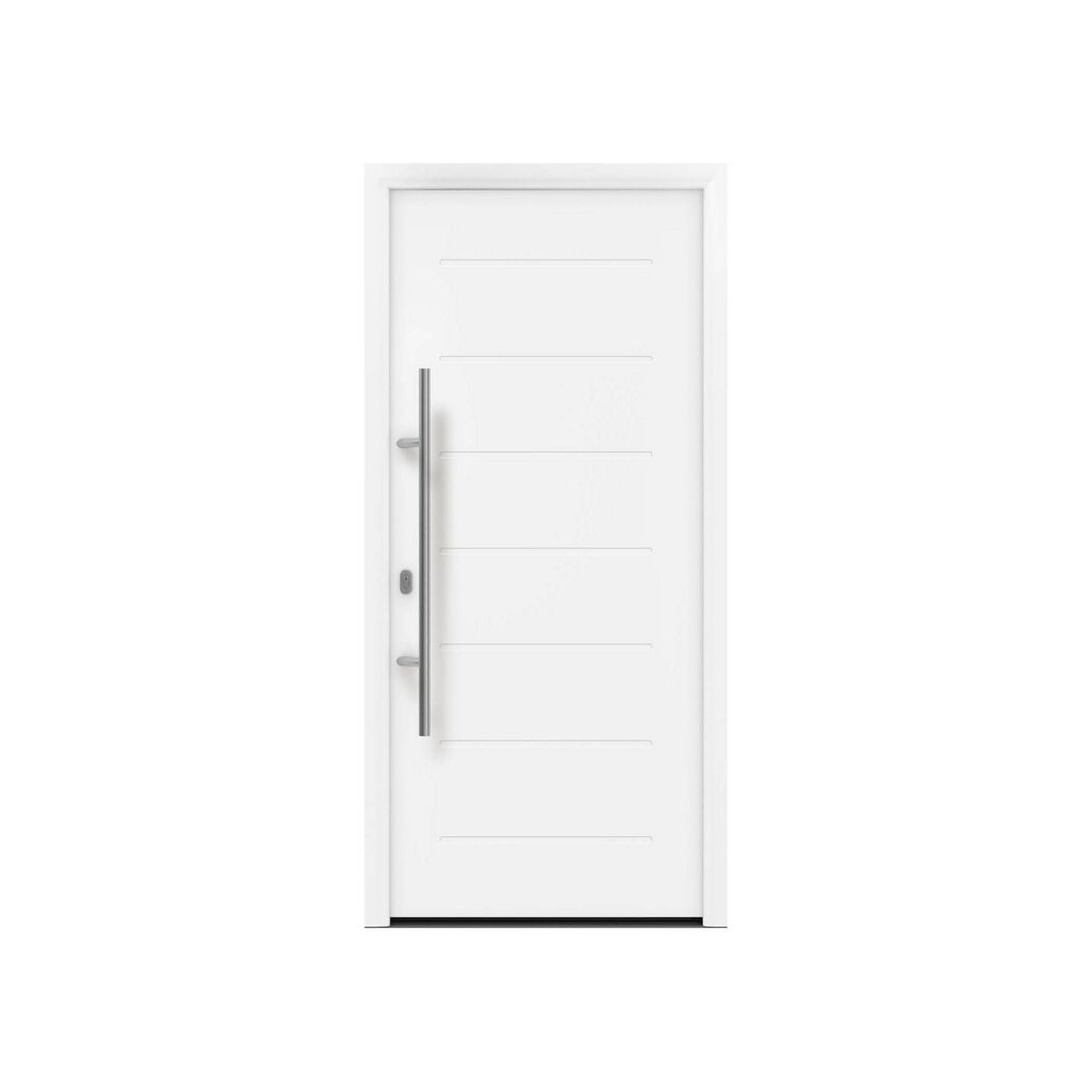 Alu-Stahlhaustür 'ISOPRO IP 015' verkehrsweiß links 110 x 210 cm