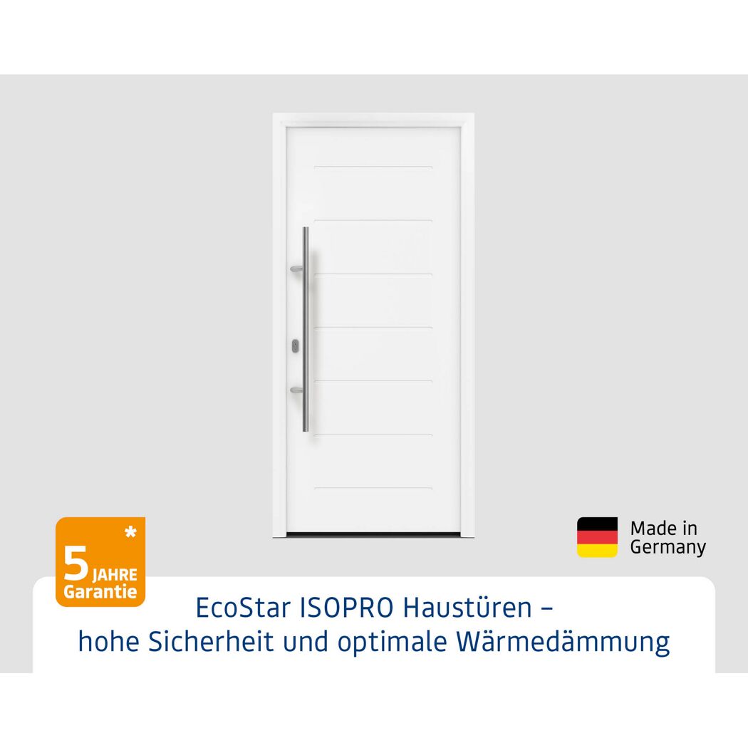 Alu-Stahlhaustür 'ISOPRO IP 015' verkehrsweiß links 110 x 210 cm
