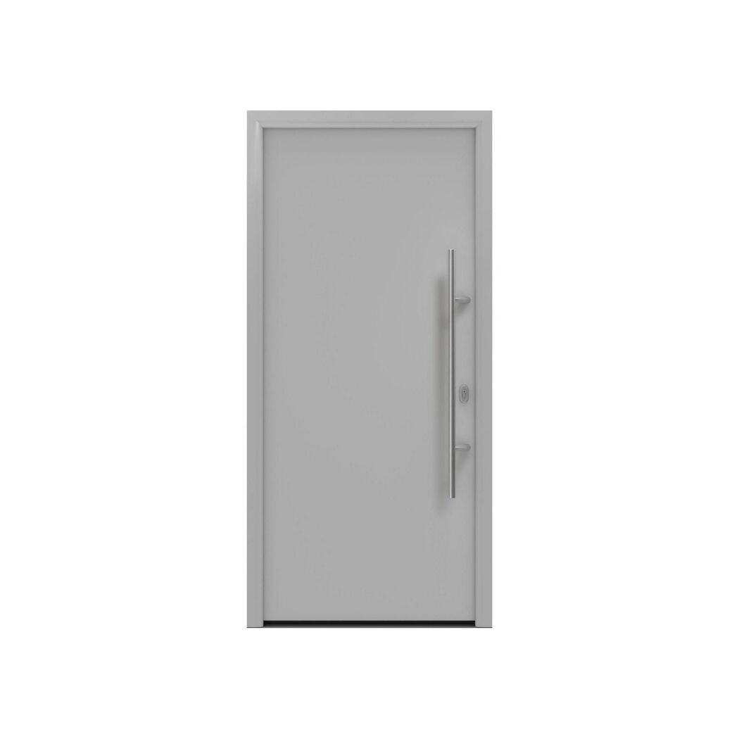 Alu-Stahlhaustür 'ISOPRO IP 010' ral 9006 weißaluminium rechts 110 x 210 cm