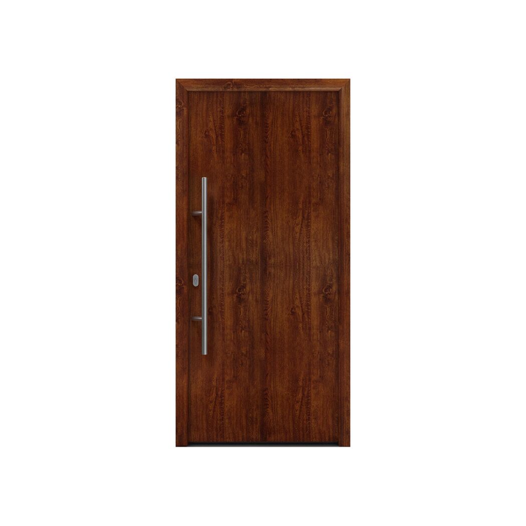 Alu-Stahlhaustür 'ISOPRO IP 010' eichefarben dunkel links 110 x 210 cm