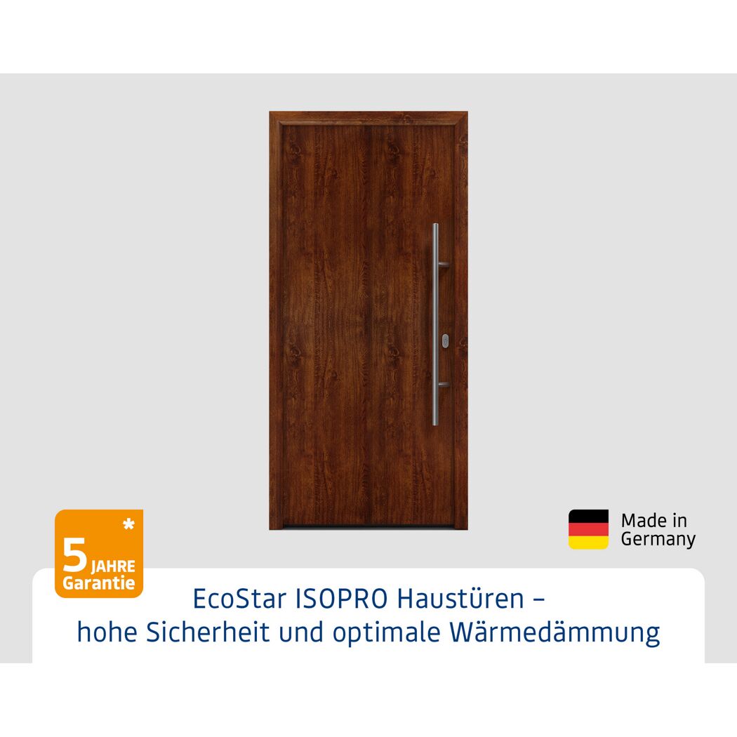 Alu-Stahlhaustür 'ISOPRO IP 010' eichefarben dunkel rechts 110 x 210 cm