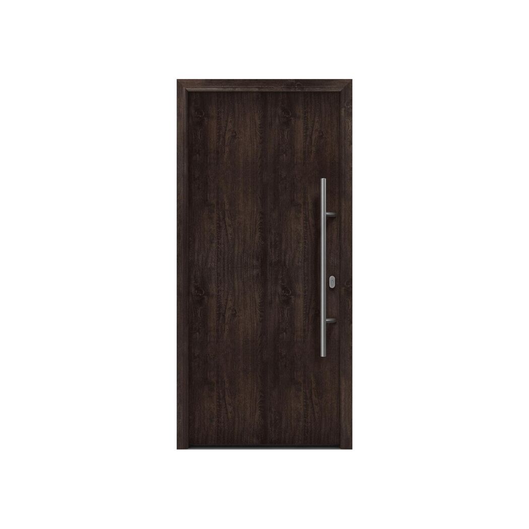 Alu-Stahlhaustür 'ISOPRO IP 010' Night Oak rechts 110 x 210 cm