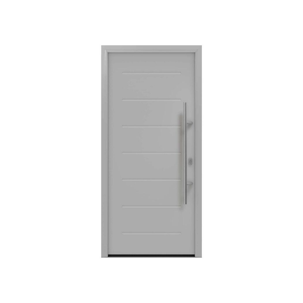 Alu-Stahlhaustür 'ISOPRO IP 015' ral 9006 weißaluminium rechts 110 x 210 cm