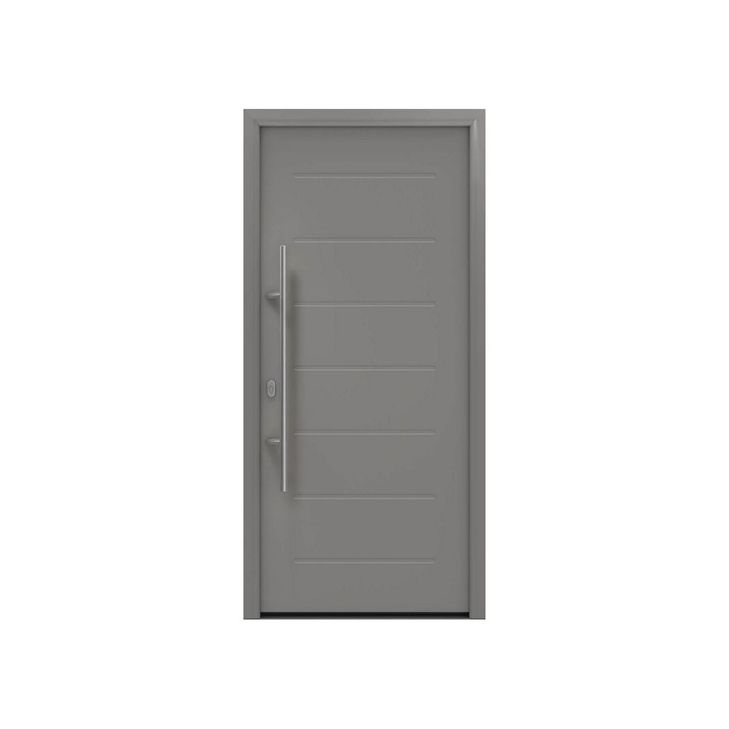 Alu-Stahlhaustür 'ISOPRO IP 010' graualuminium links 110 x 210 cm