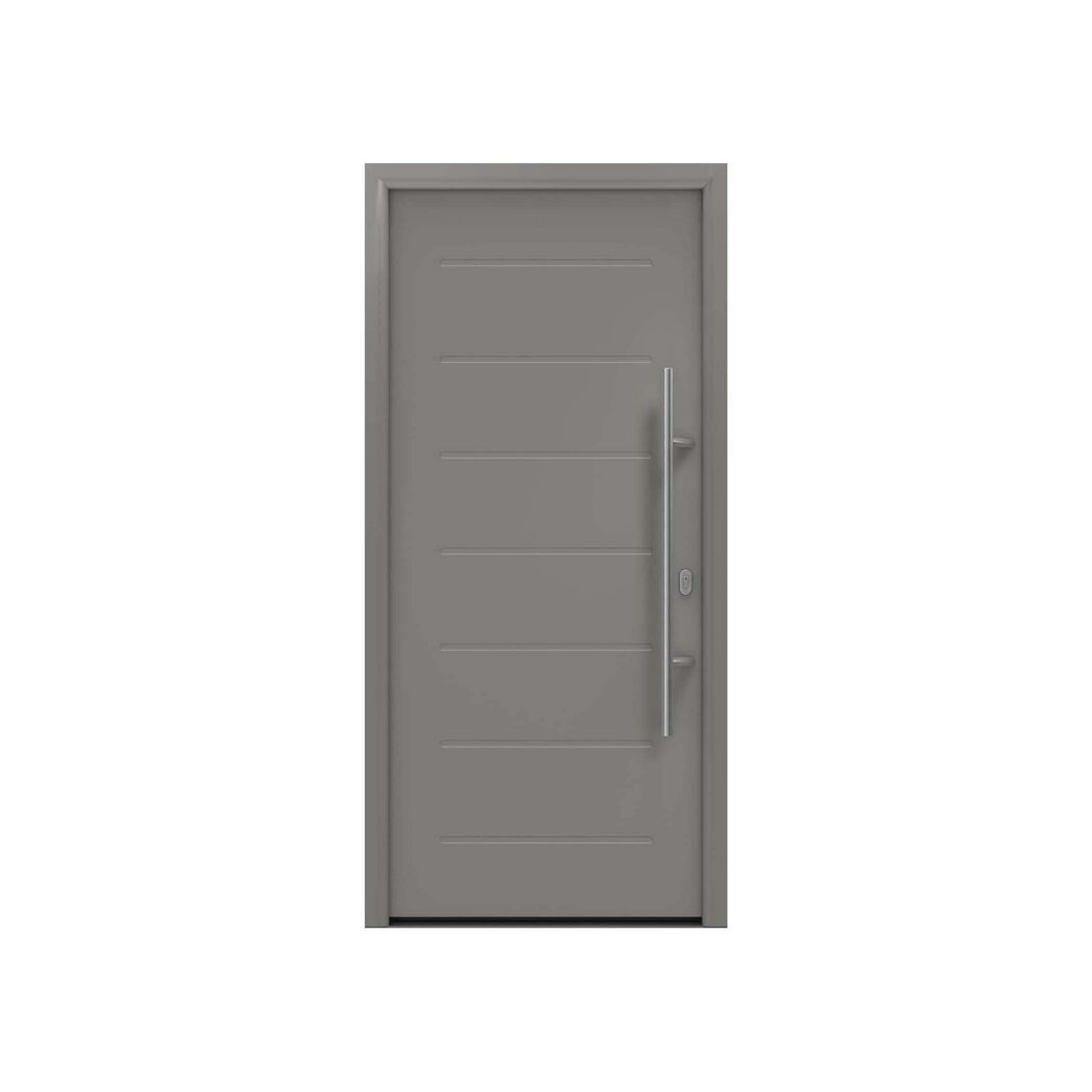 Alu-Stahlhaustür 'ISOPRO IP 010' graualuminium rechts 110 x 210 cm