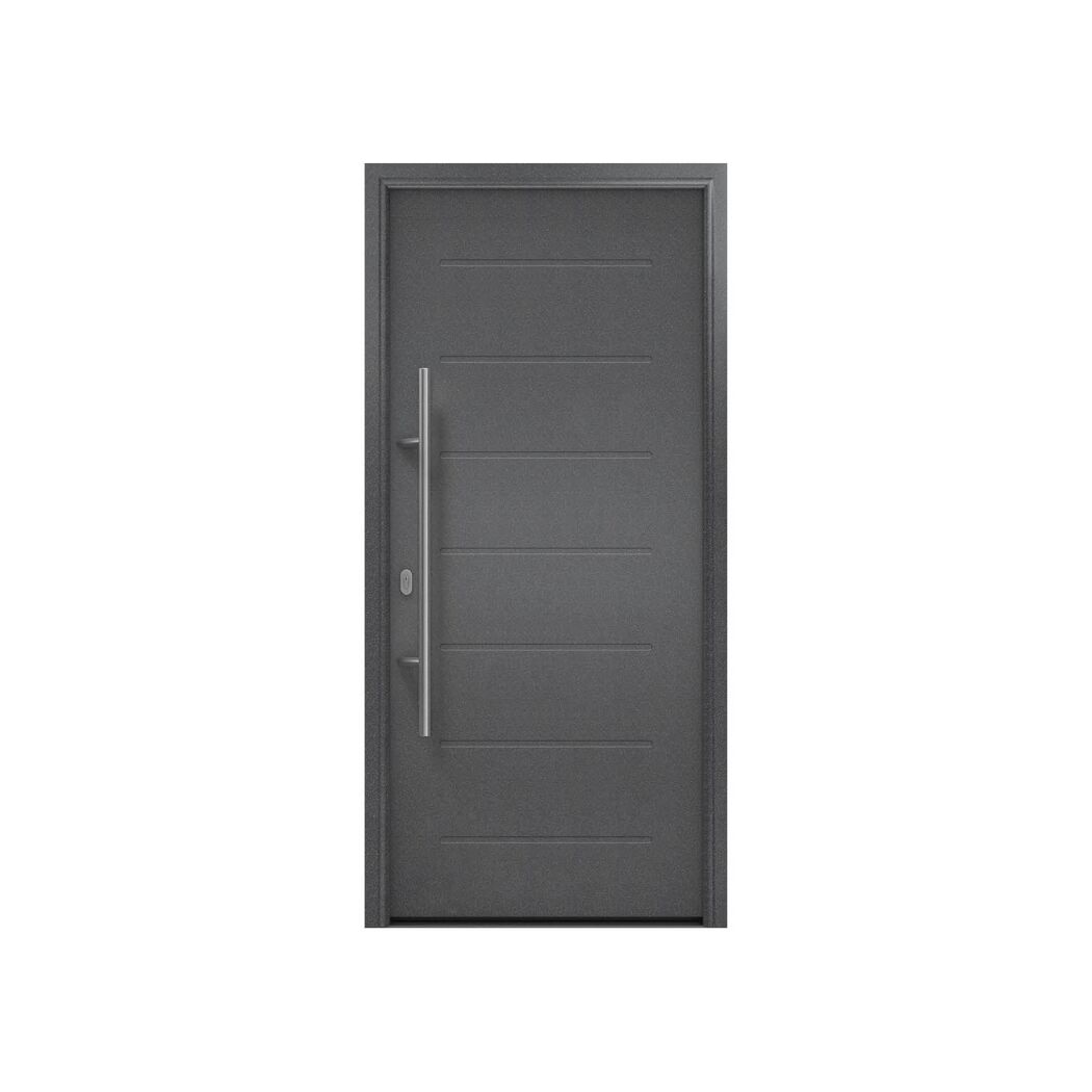 Alu-Stahlhaustür 'ISOPRO IP 010' anthrazit metallic links 110 x 210 cm