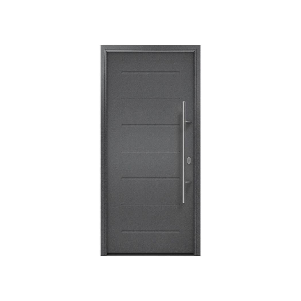 Alu-Stahlhaustür 'ISOPRO IP 010' anthrazit metallic rechts 110 x 210 cm