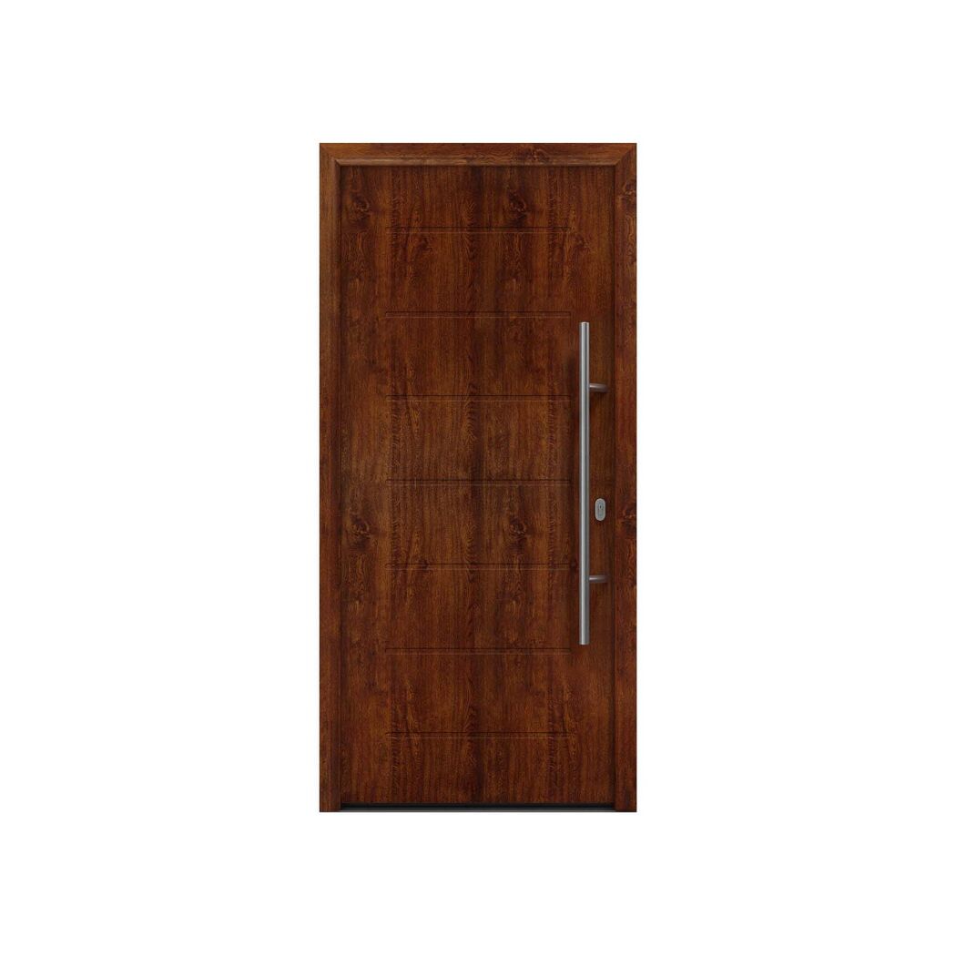 Alu-Stahlhaustür 'ISOPRO IP 015' eichefarben dunkel rechts 110 x 210 cm