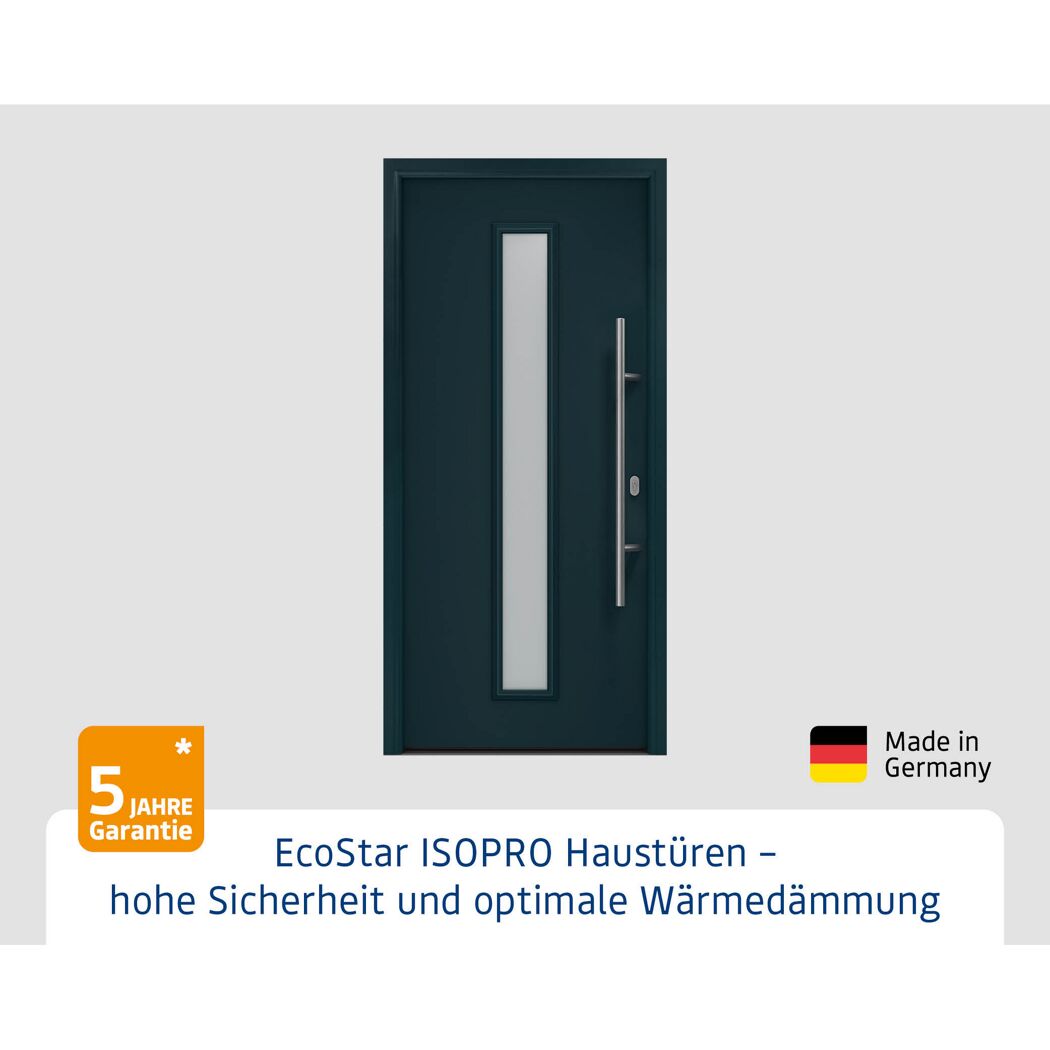 Alu-Stahlhaustür 'ISOPRO IP 015' anthrazitgrau rechts 110 x 210 cm