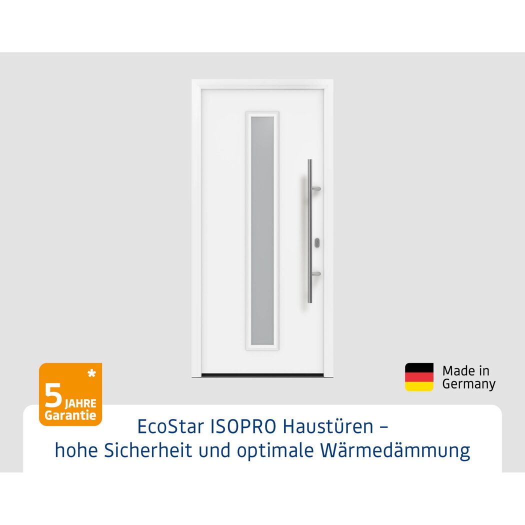 Alu-Stahlhaustür 'ISOPRO IP 015' verkehrsweiß rechts 110 x 210 cm