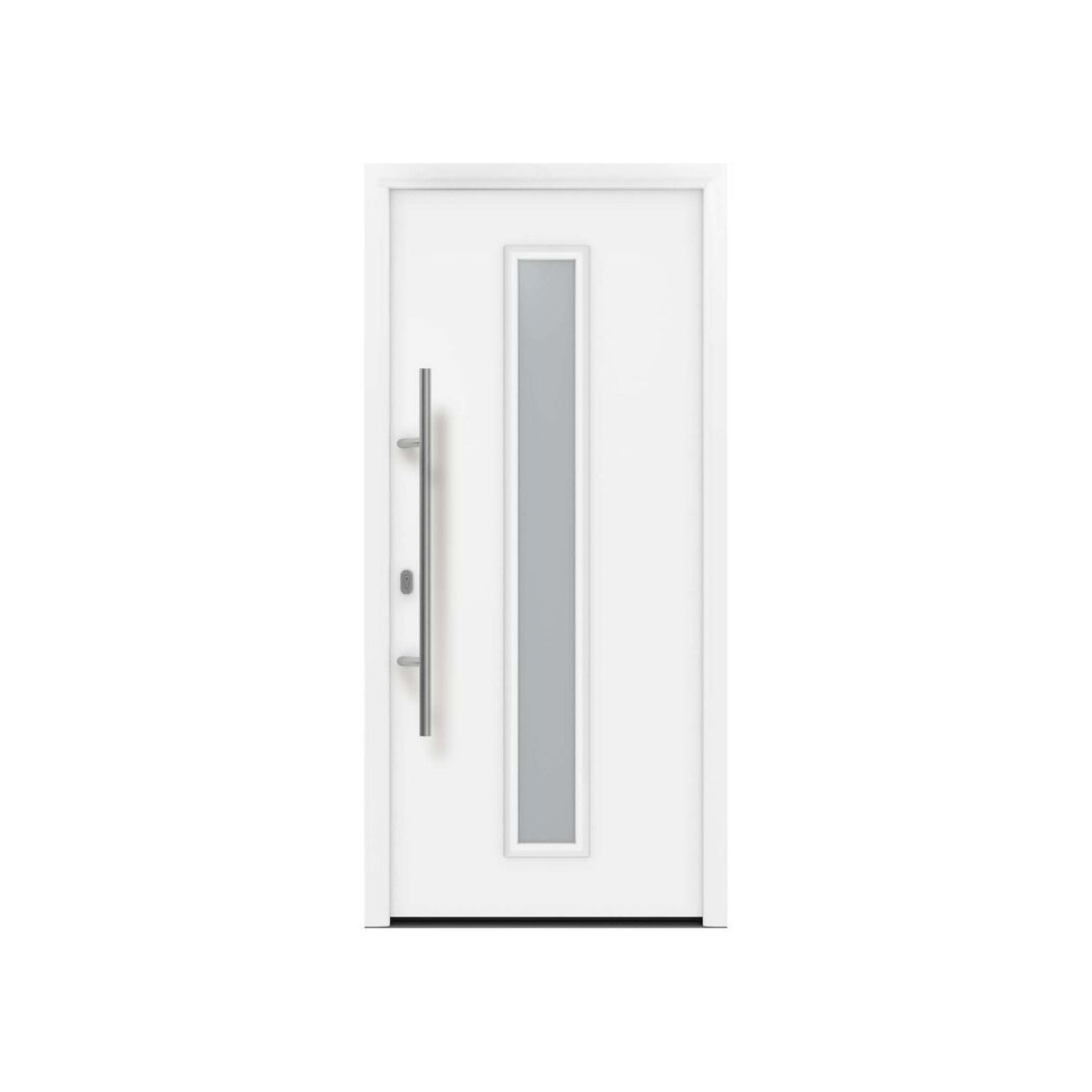 Alu-Stahlhaustür 'ISOPRO IP 020S' verkehrsweiß links 110 x 210 cm