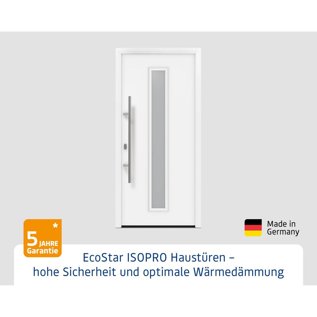 Alu-Stahlhaustür 'ISOPRO IP 020S' verkehrsweiß links 110 x 210 cm