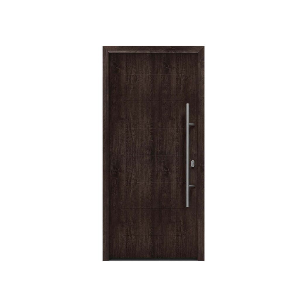Alu-Stahlhaustür 'ISOPRO IP 015' Night Oak rechts 110 x 210 cm