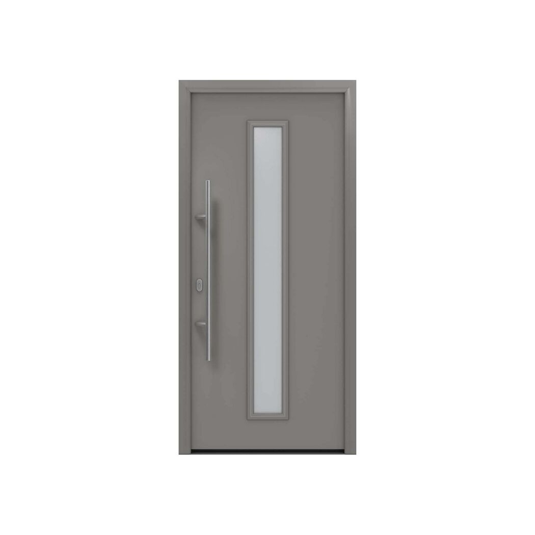 Alu-Stahlhaustür 'ISOPRO IP 020S' graualuminium links 110 x 210 cm