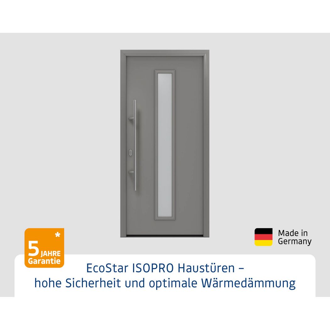 Alu-Stahlhaustür 'ISOPRO IP 020S' graualuminium links 110 x 210 cm