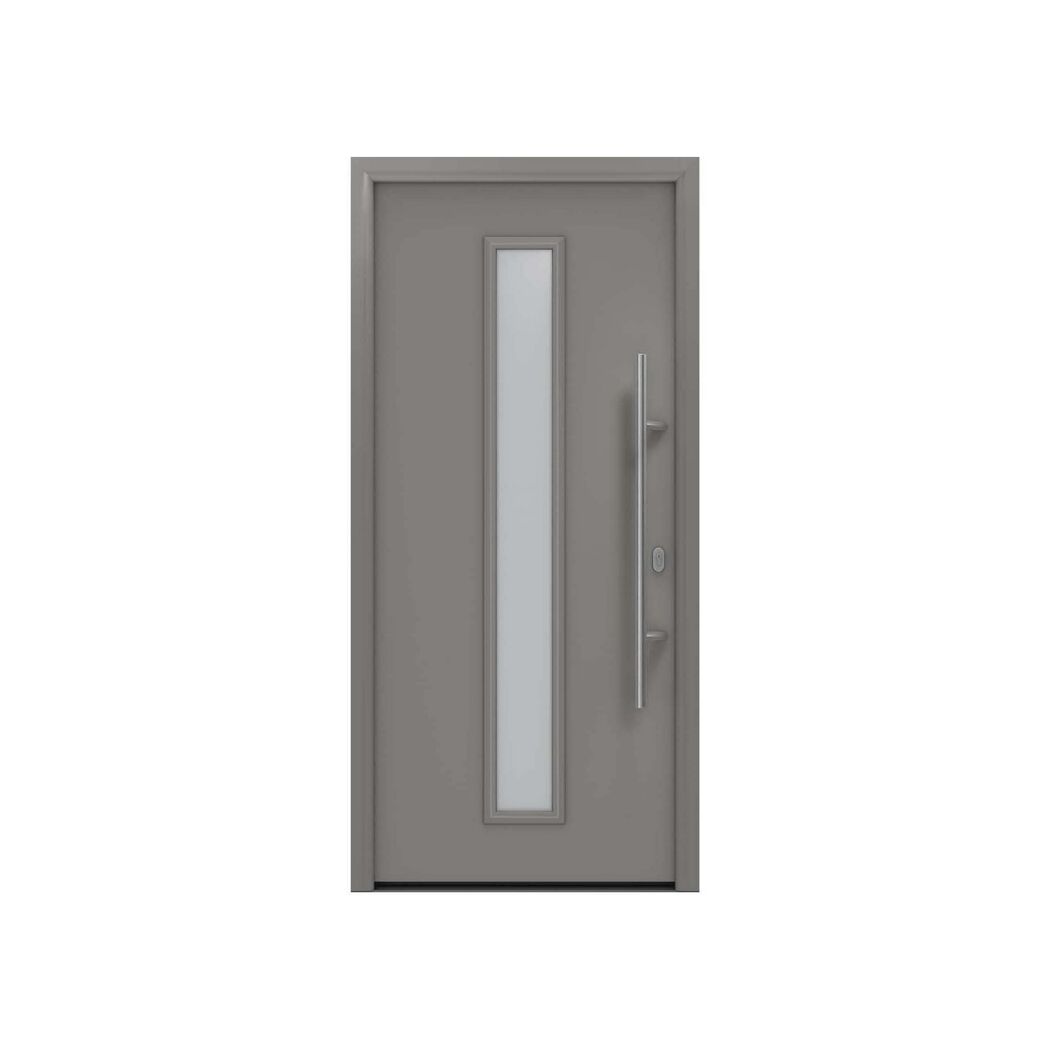Alu-Stahlhaustür 'ISOPRO IP 020S' graualuminium rechts 110 x 210 cm