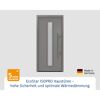 Alu-Stahlhaustür 'ISOPRO IP 020S' graualuminium rechts 110 x 210 cm